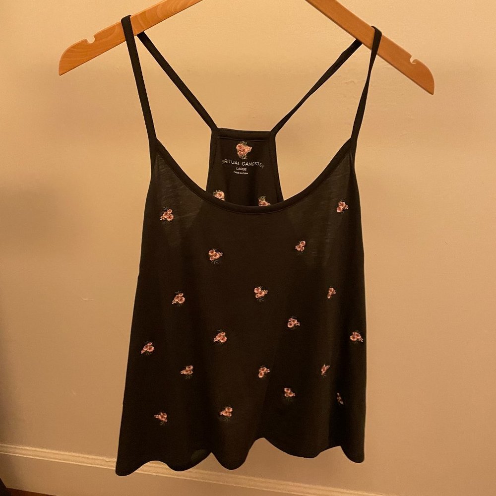 Spiritual Gangster Embroidered Flower Tank